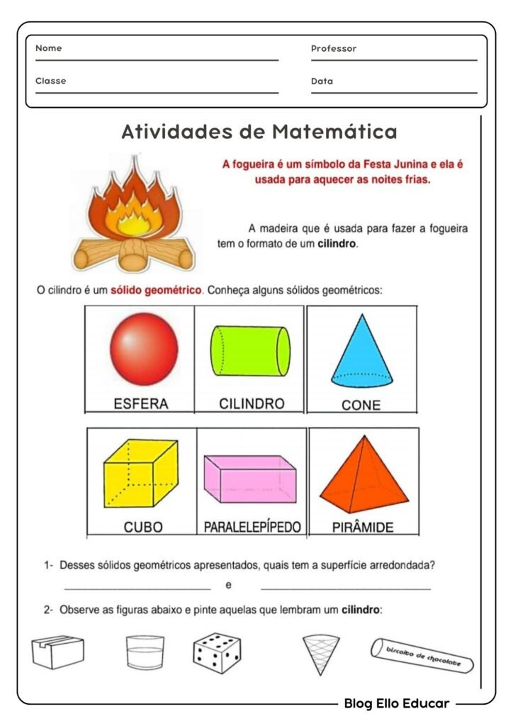 Atividade junina de matemática 3° ano