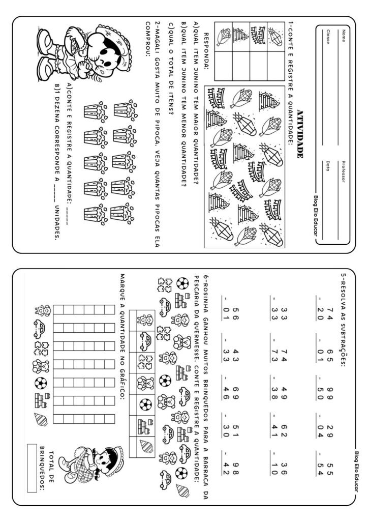 Atividade junina de matemática 4° ano