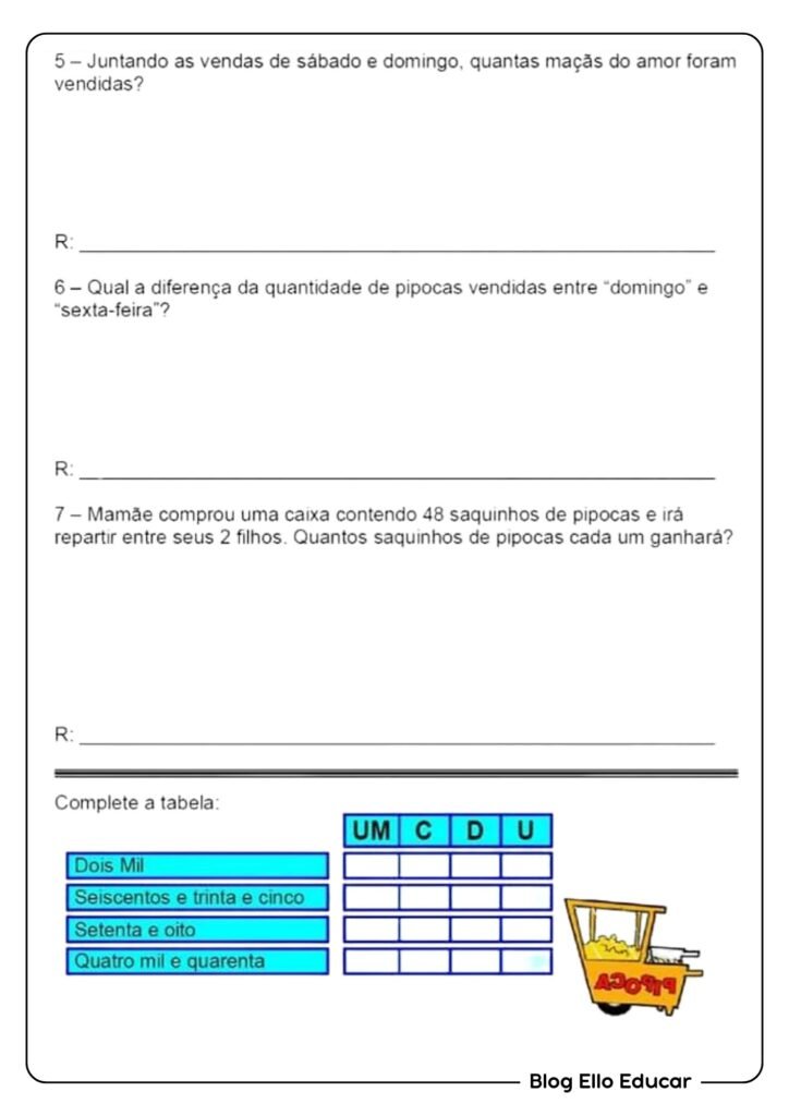 Atividade junina de matemática 5° ano