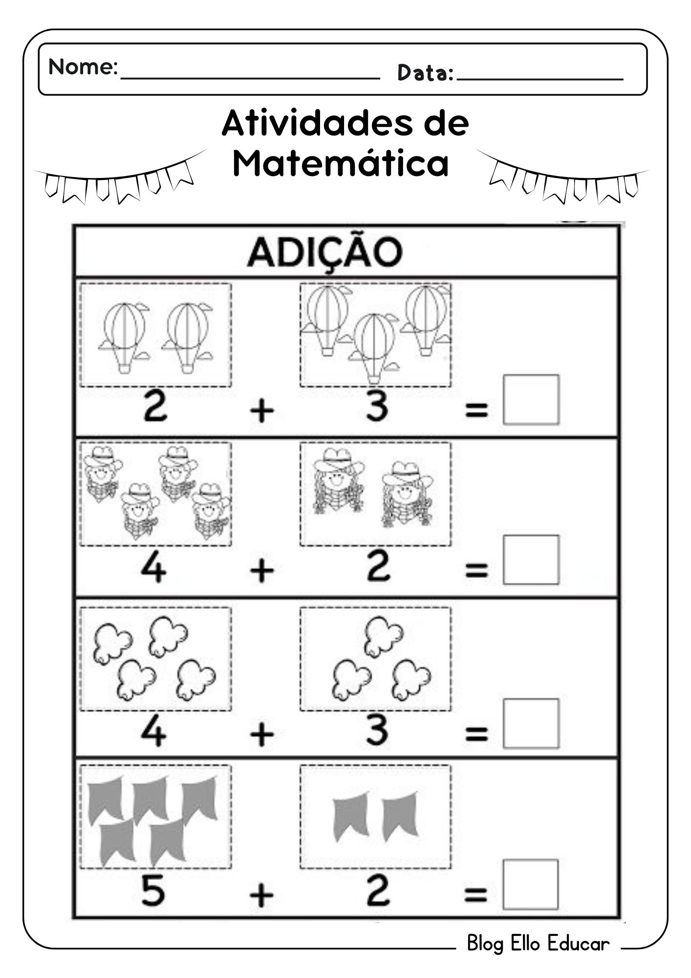 Atividades de Matemática sobre Festas Juninas para 1° Ano – Baixe Grátis