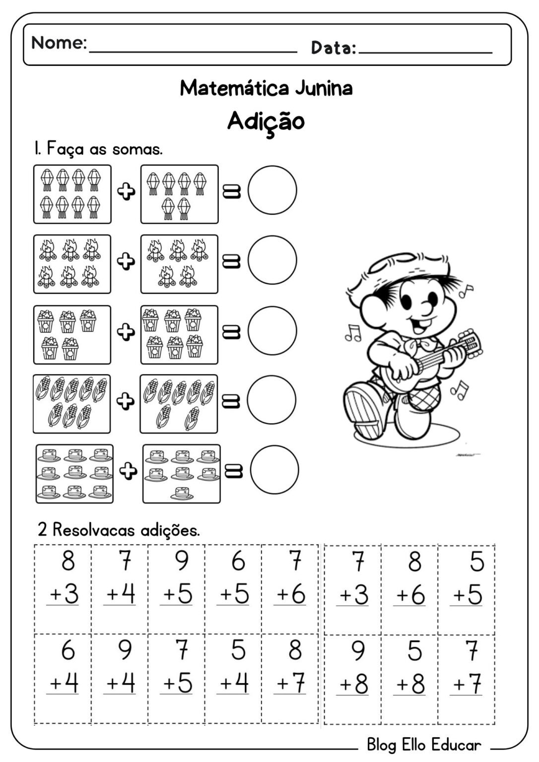 Atividades de Matemática sobre Festas Juninas para 1° Ano – Baixe Grátis
