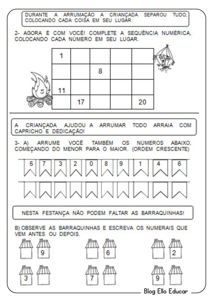 Atividades de matemática junina - 1° ano