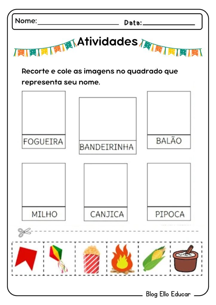 Atividades juninas de português para 1° ano