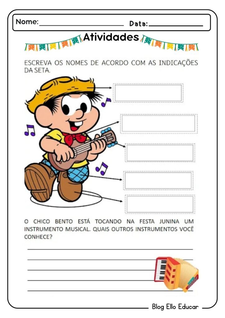 Atividades juninas de português para 1° ano 