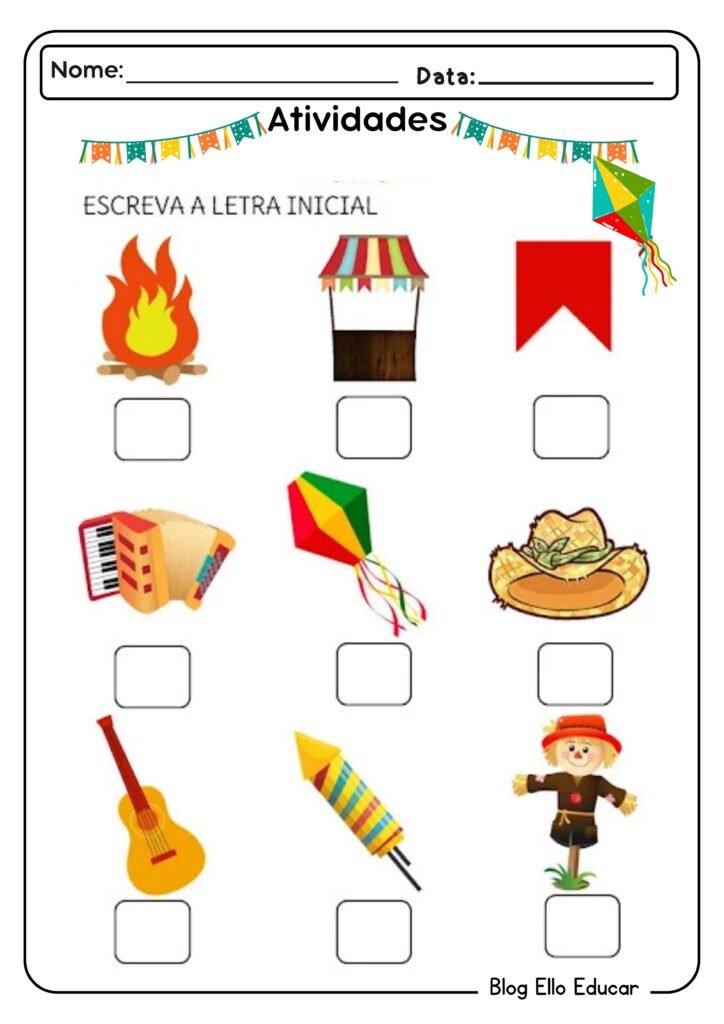Atividades juninas de português para 1° ano