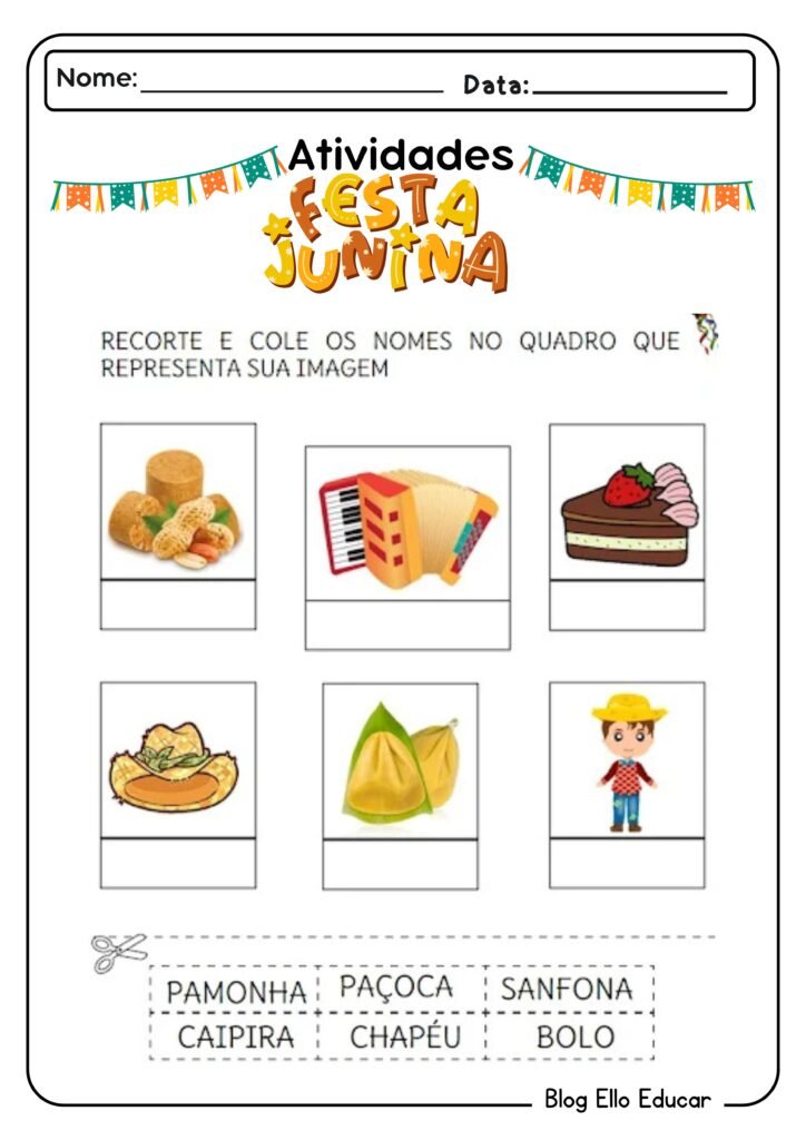 Atividades juninas de português para 1° ano