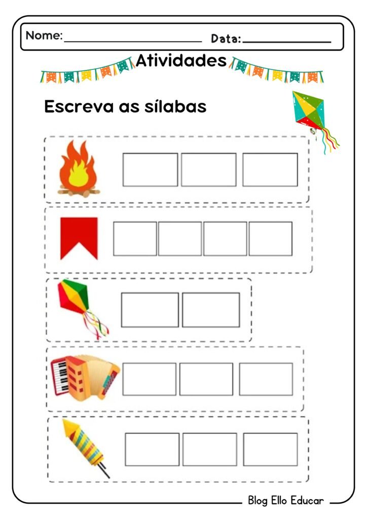 Atividades juninas de português para 1° ano