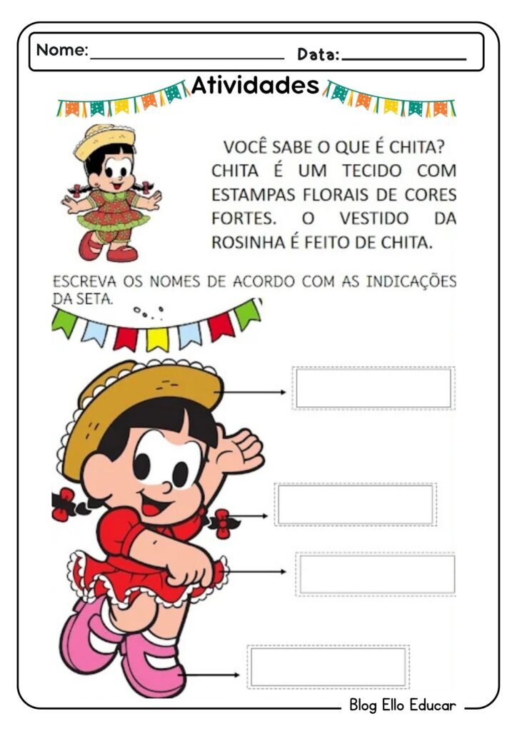 Atividades juninas de português para 1° ano