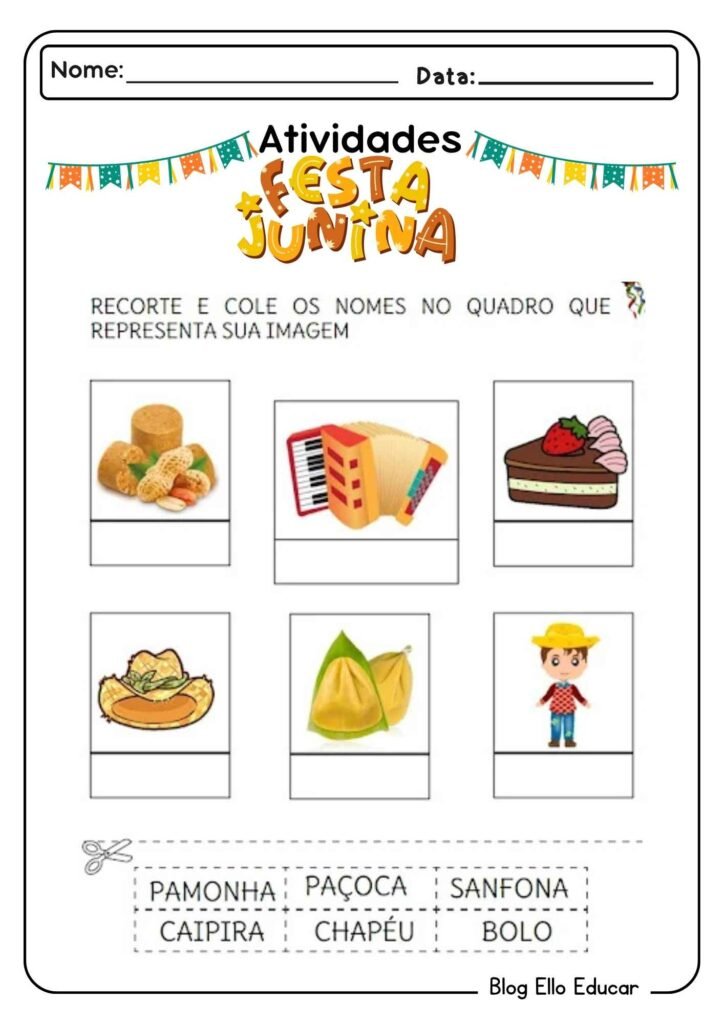 Atividades sobre festas juninas para alfabetização