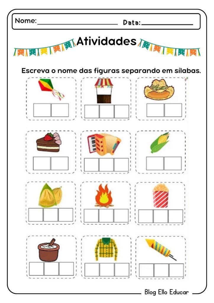 Atividades sobre festas juninas para alfabetização