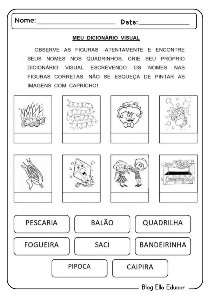 Atividades sobre festas juninas para alfabetização