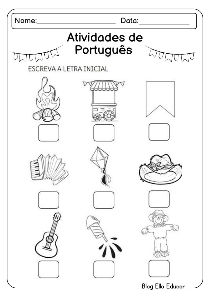Atividades sobre festas juninas para alfabetização