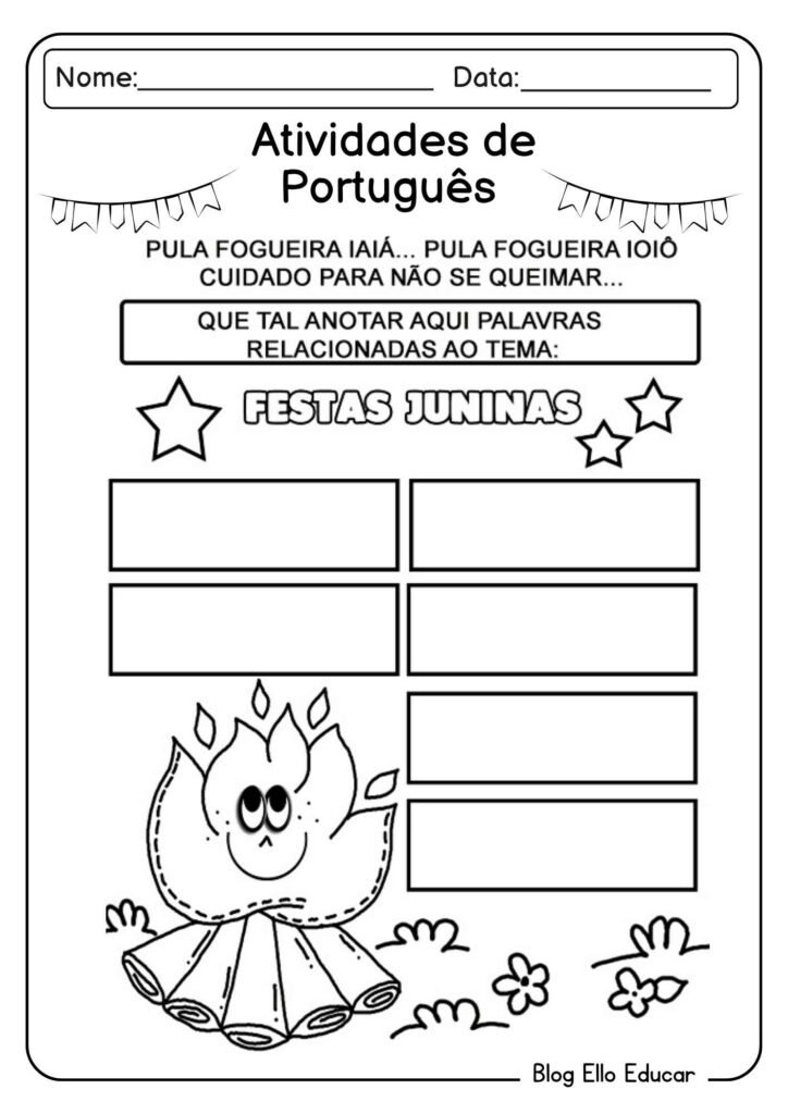Atividades sobre festas juninas para alfabetização