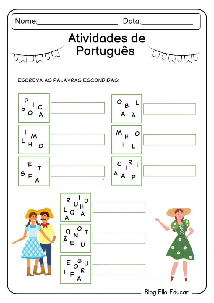 Atividades sobre festas juninas para alfabetização