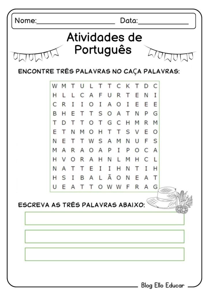 Atividades sobre festas juninas para alfabetização