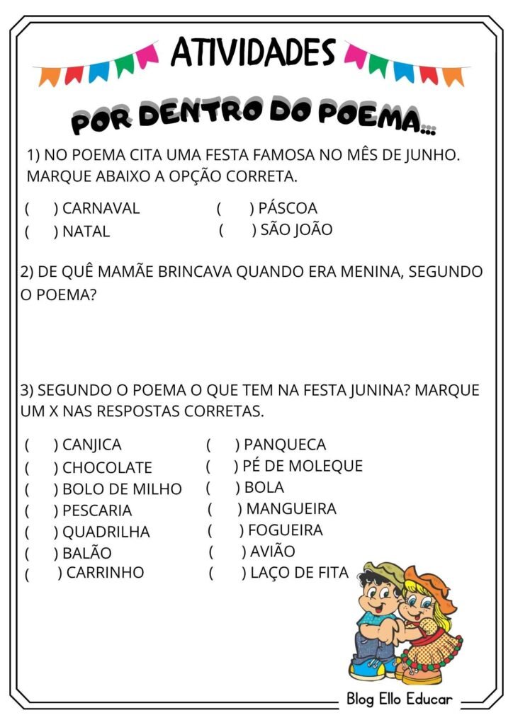 Atividades sobre festas juninas para alfabetização