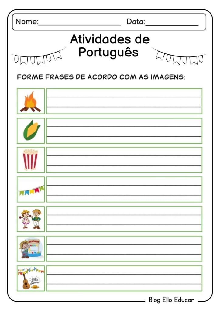 Atividades sobre festas juninas para alfabetização