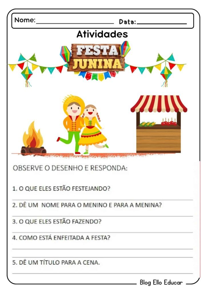 Atividades sobre festas juninas para alfabetização