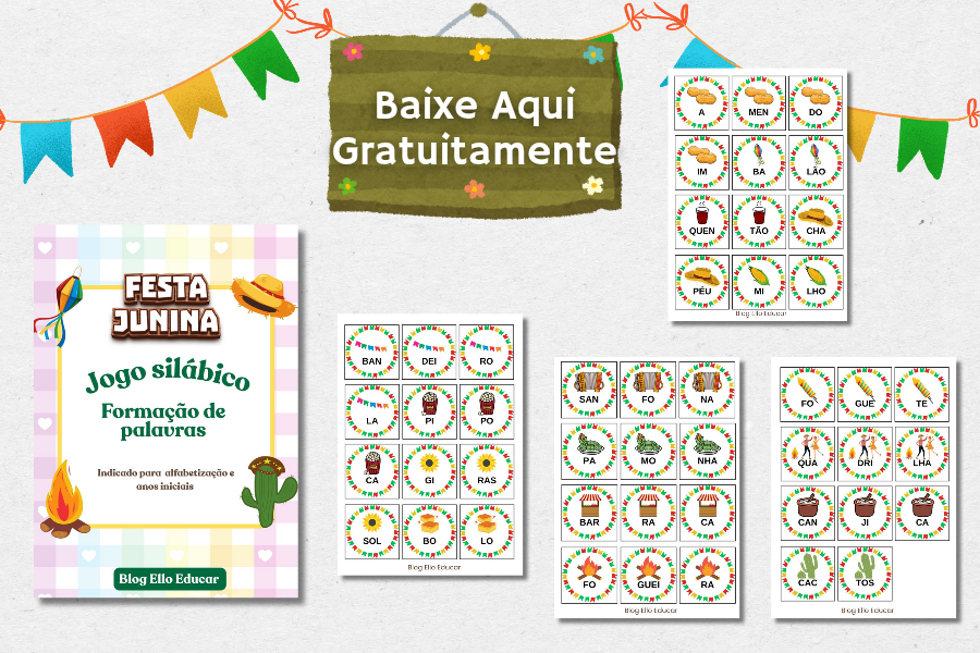 Jogo silábico festa junina para imprimir