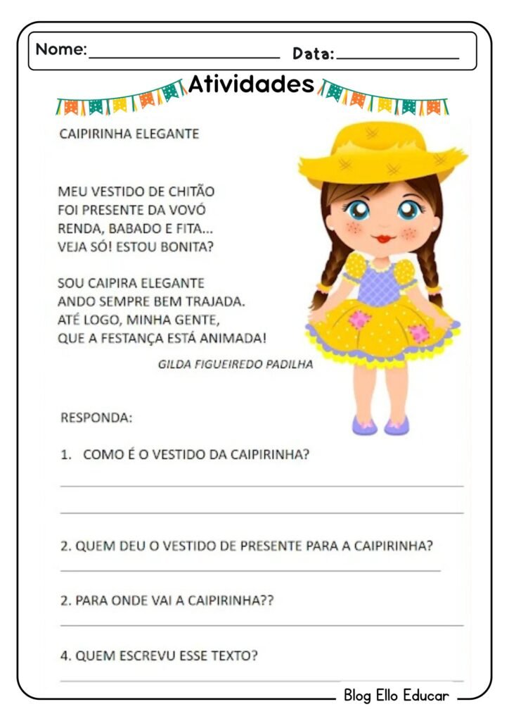Atividades festa junina 1º ano para imprimir.