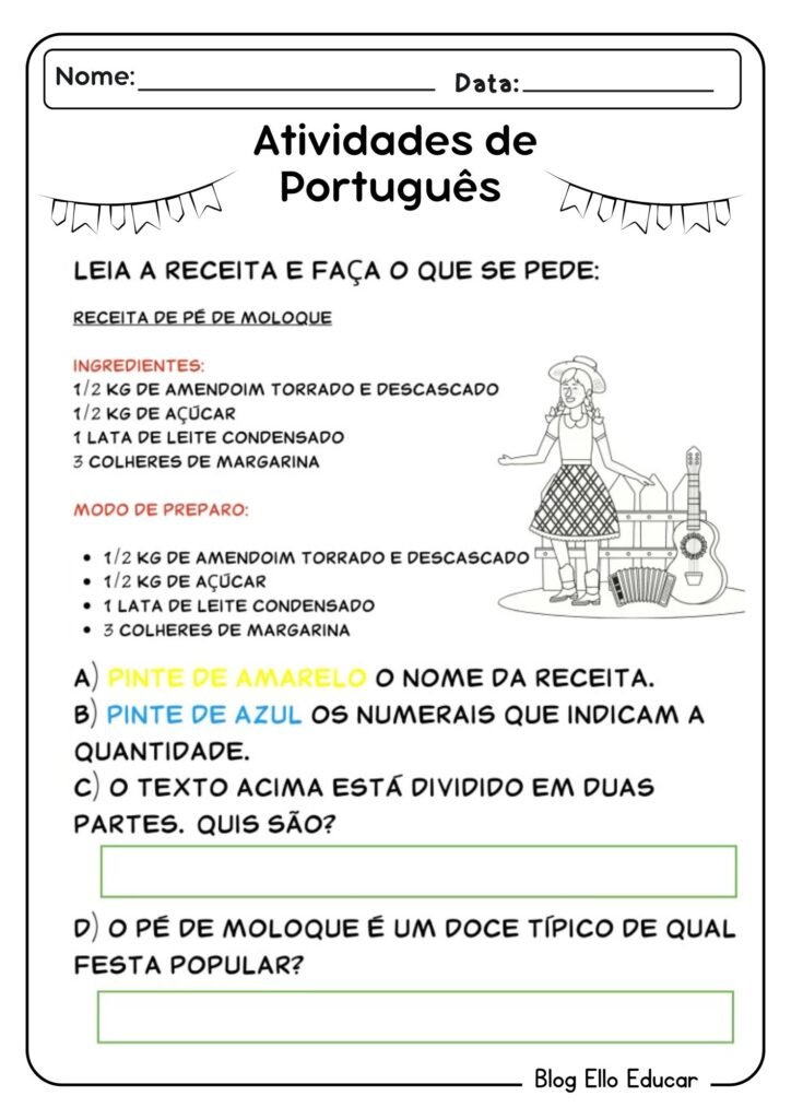 Atividades festa junina 1º ano para imprimir.