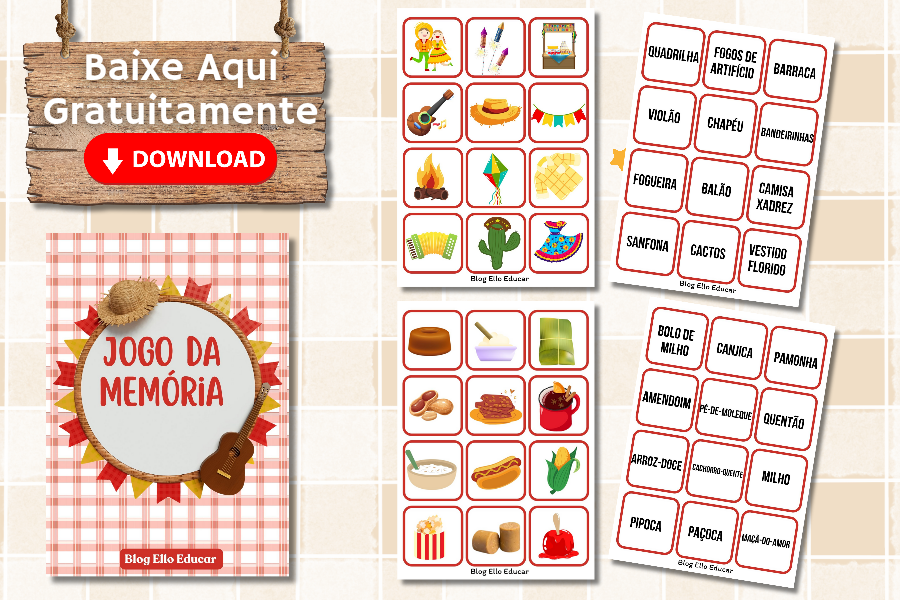 jogo da memória festa junina para imprimir