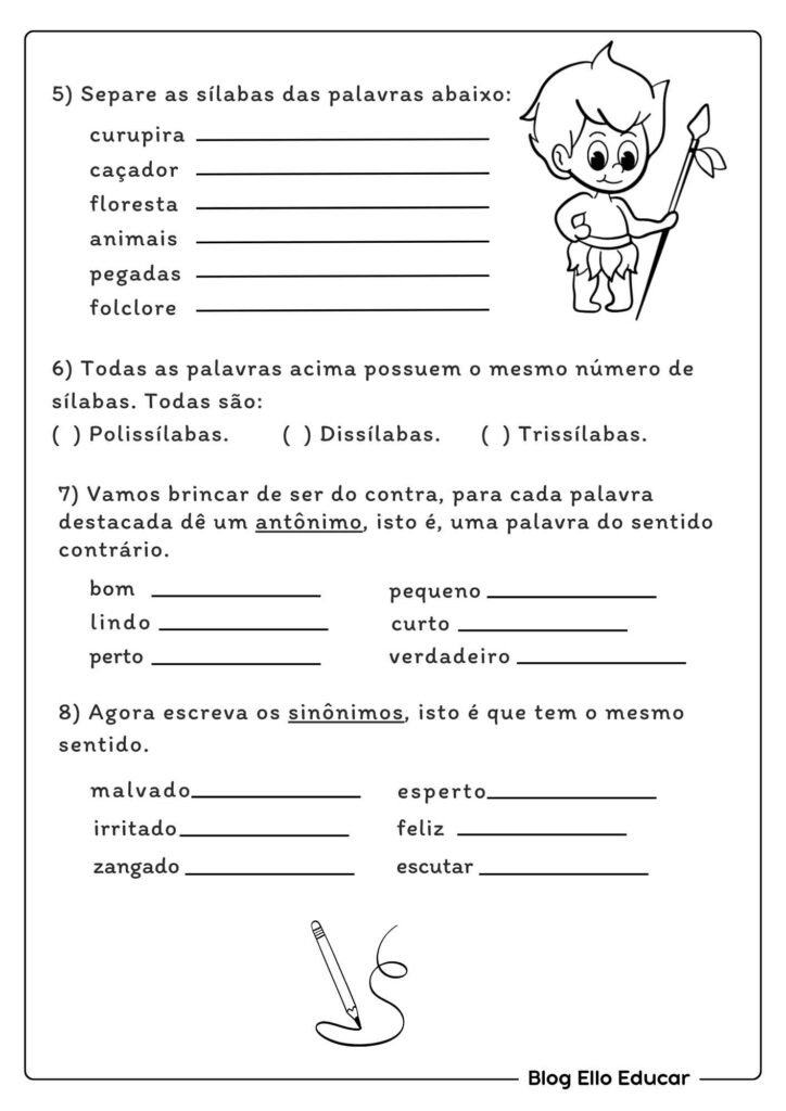 ATIVIDADES DE LEITURA E INTERPRETAÇÃO O CURUPIRA 4° ANO