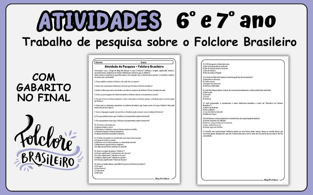 Atividades Folclore 6° e 7° ano