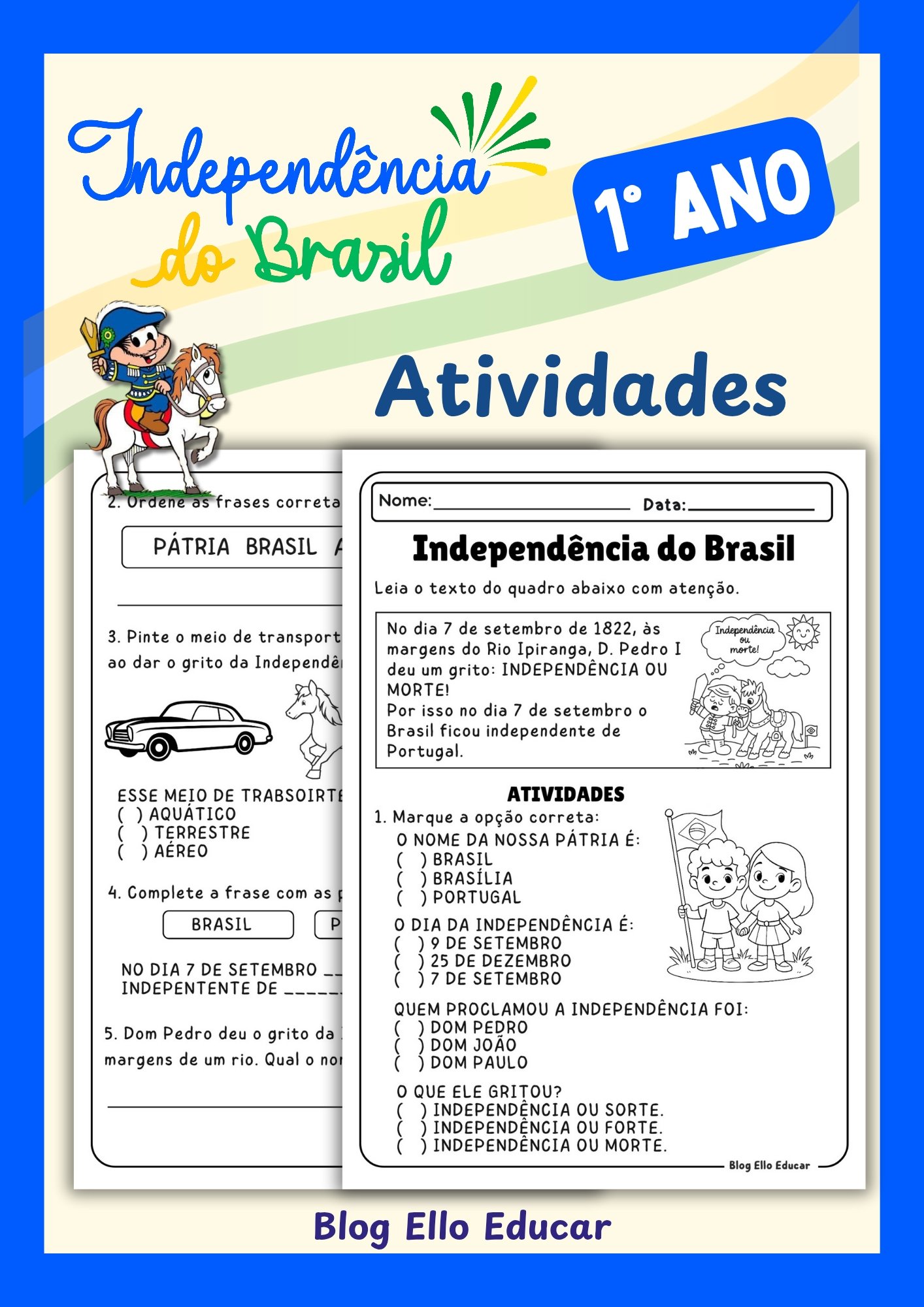 Atividades sobre a Independência do Brasil para Educação infantil