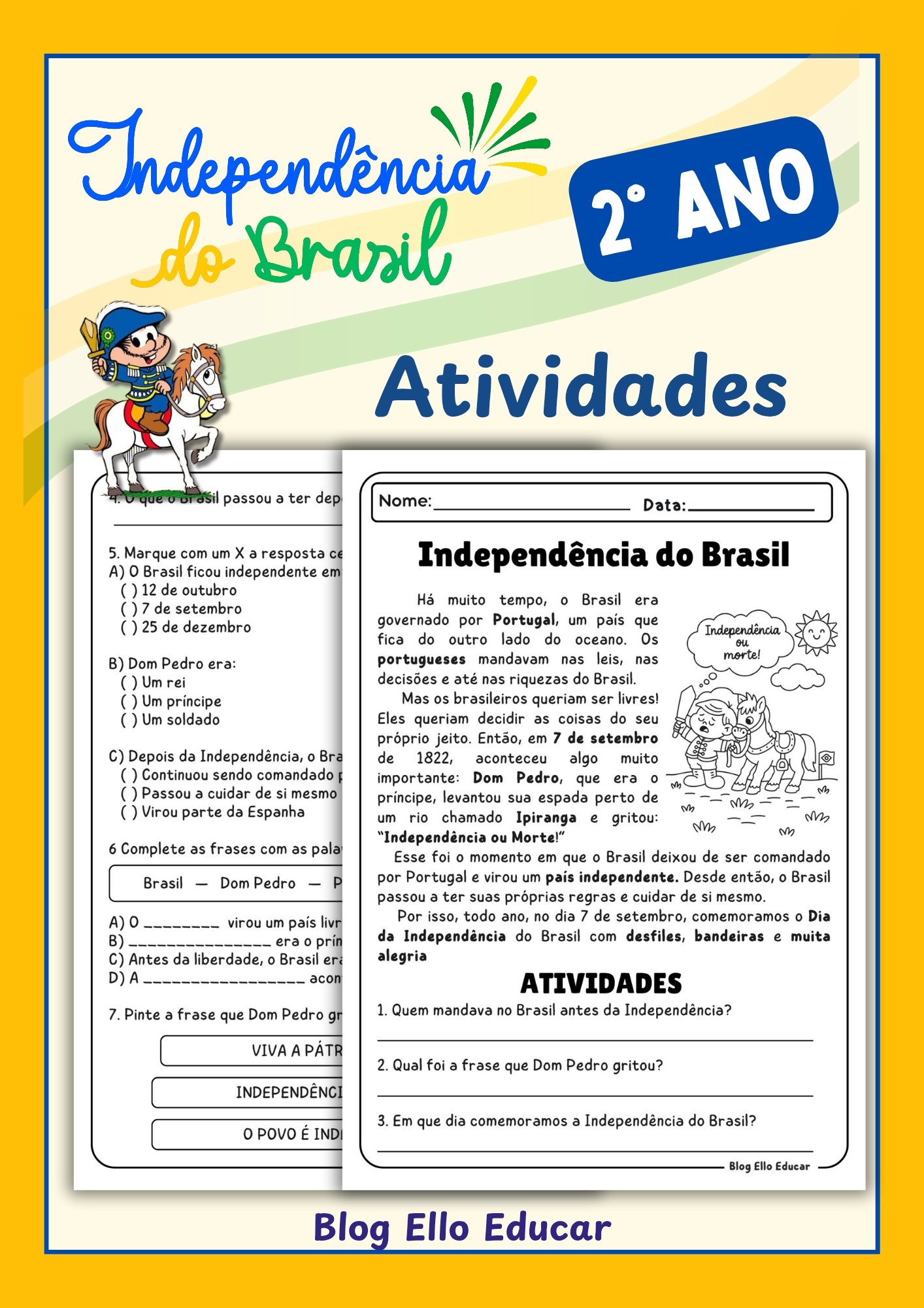 Atividades da Independência para 2° ano