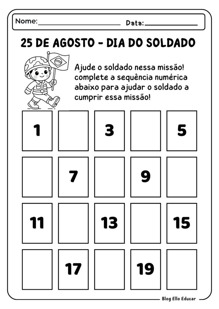 Atividades dia do Soldado para o 1° ano