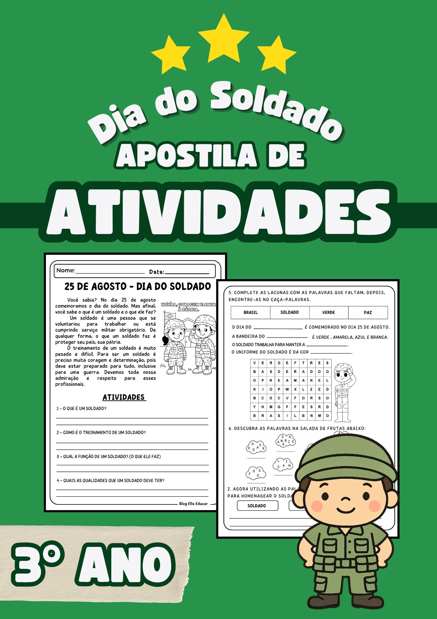 Atividades dia do Soldado 3° ano