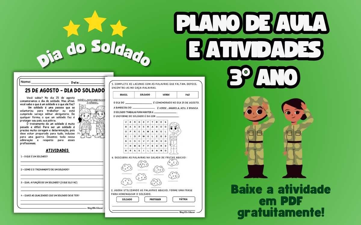 Atividades do Dia do Soldado 3° ano: plano de aula e exercícios prontos