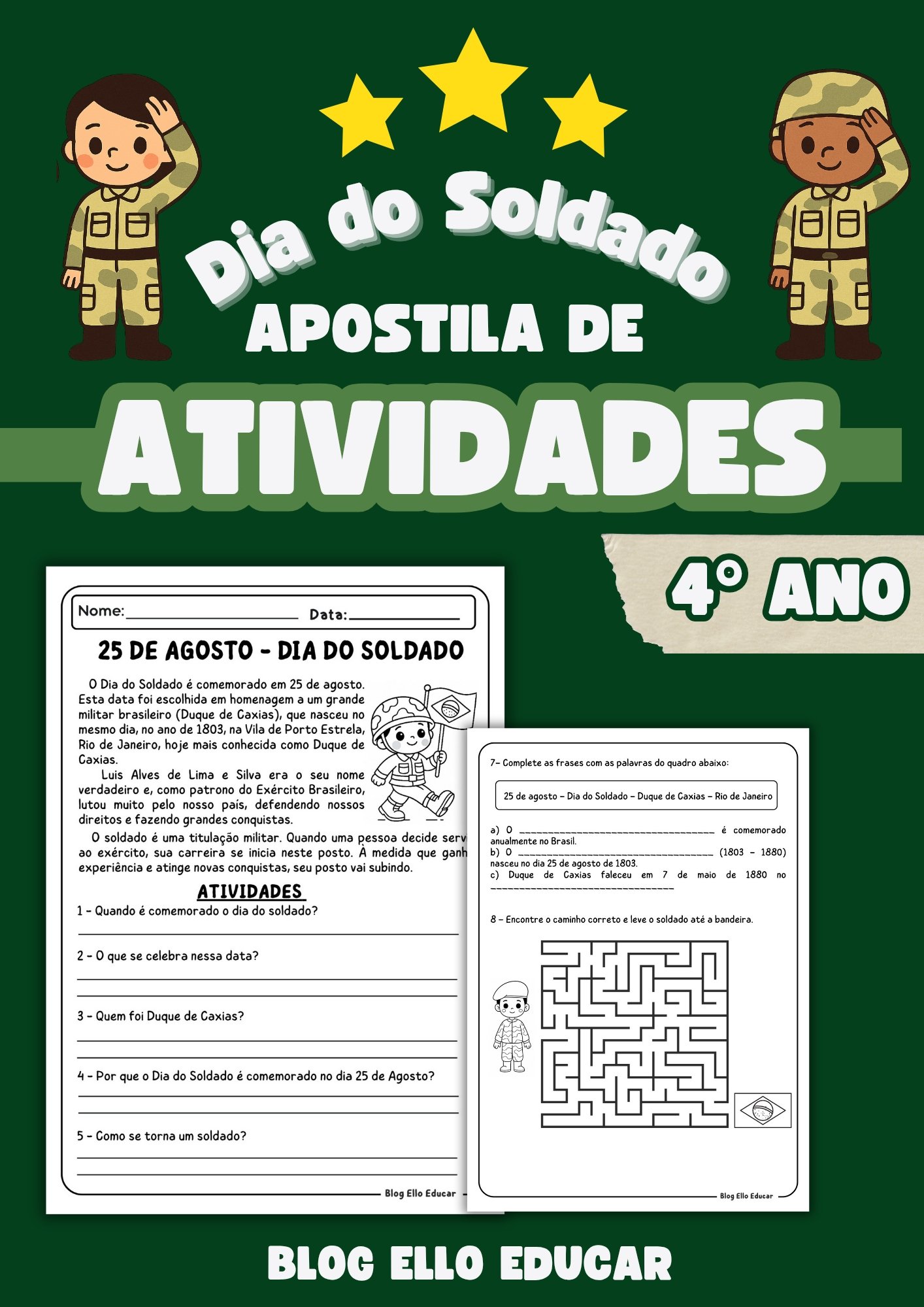 Atividades dia do Soldado 4° ano
