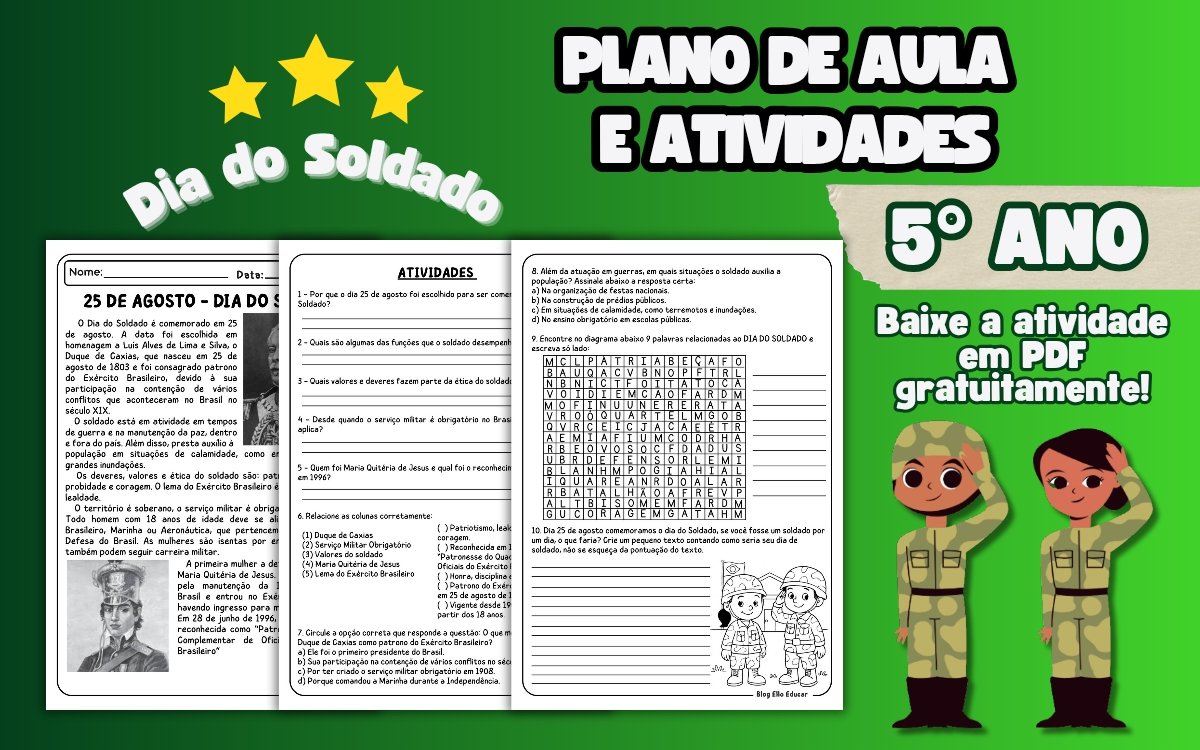 Plano de aula e atividades do Dia do Soldado para 5° Ano