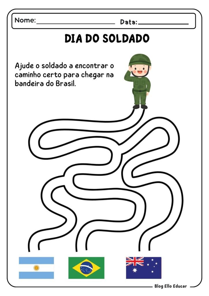 Atividades dia do Soldado Educação infantil
