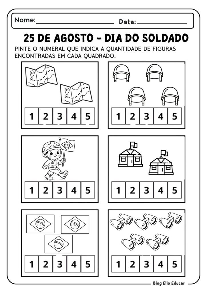 Atividades dia do Soldado Educação infantil