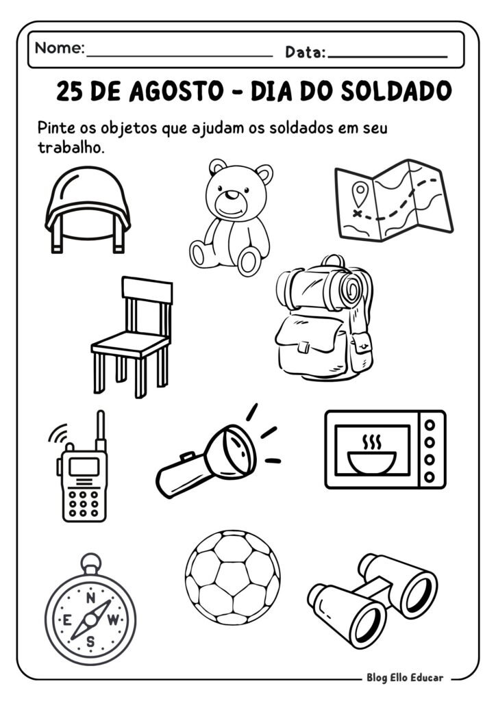 Atividades dia do Soldado Educação infantil