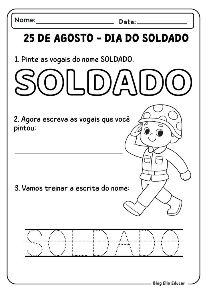 Atividades dia do Soldado Educação infantil
