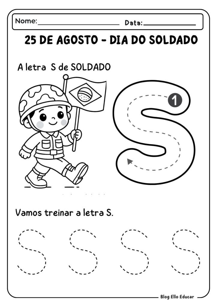 Atividades dia do Soldado Educação infantil