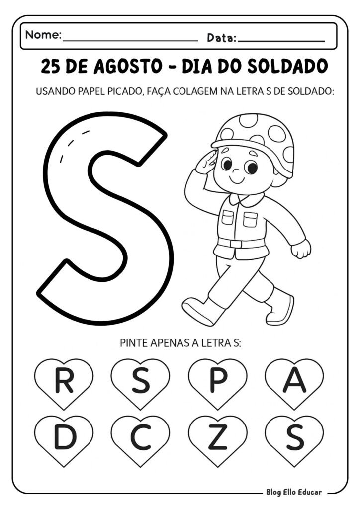 Atividades dia do Soldado Educação infantil