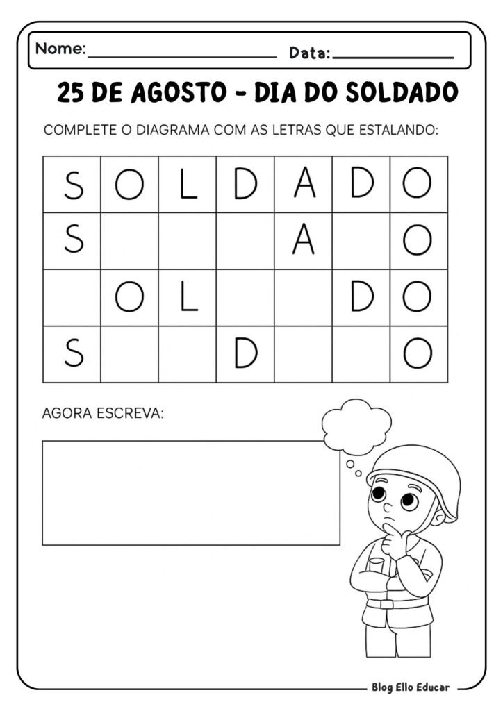 Atividades dia do Soldado Educação infantil