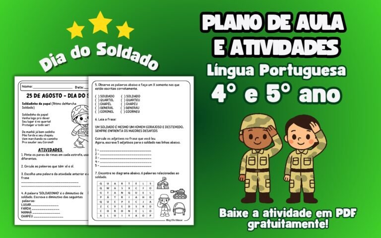 Atividades dia do Soldado língua portuguesa 4° e 5° ano