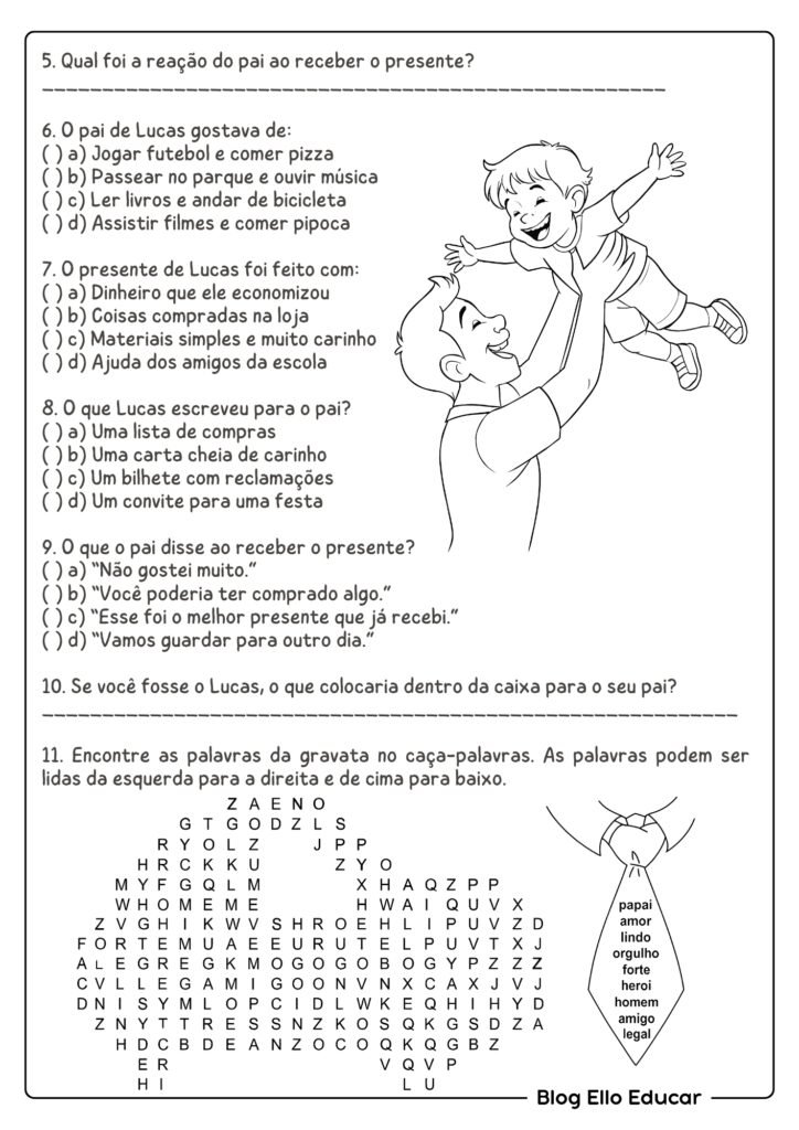 Atividades dia dos pais 4° e 5° ano