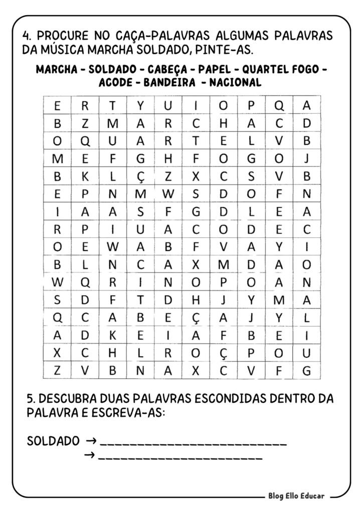 Atividades do Dia do Soldado para 2° ano