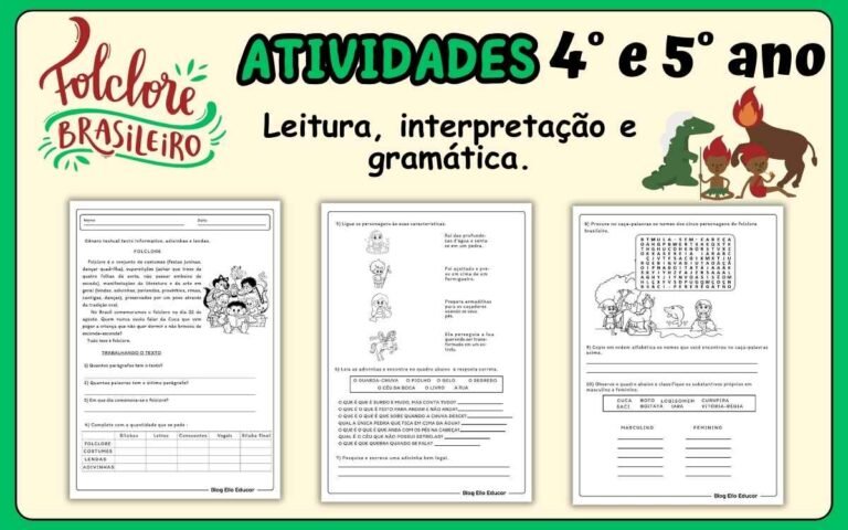 Atividades do Folclore 4° e 5° ano para imprimir