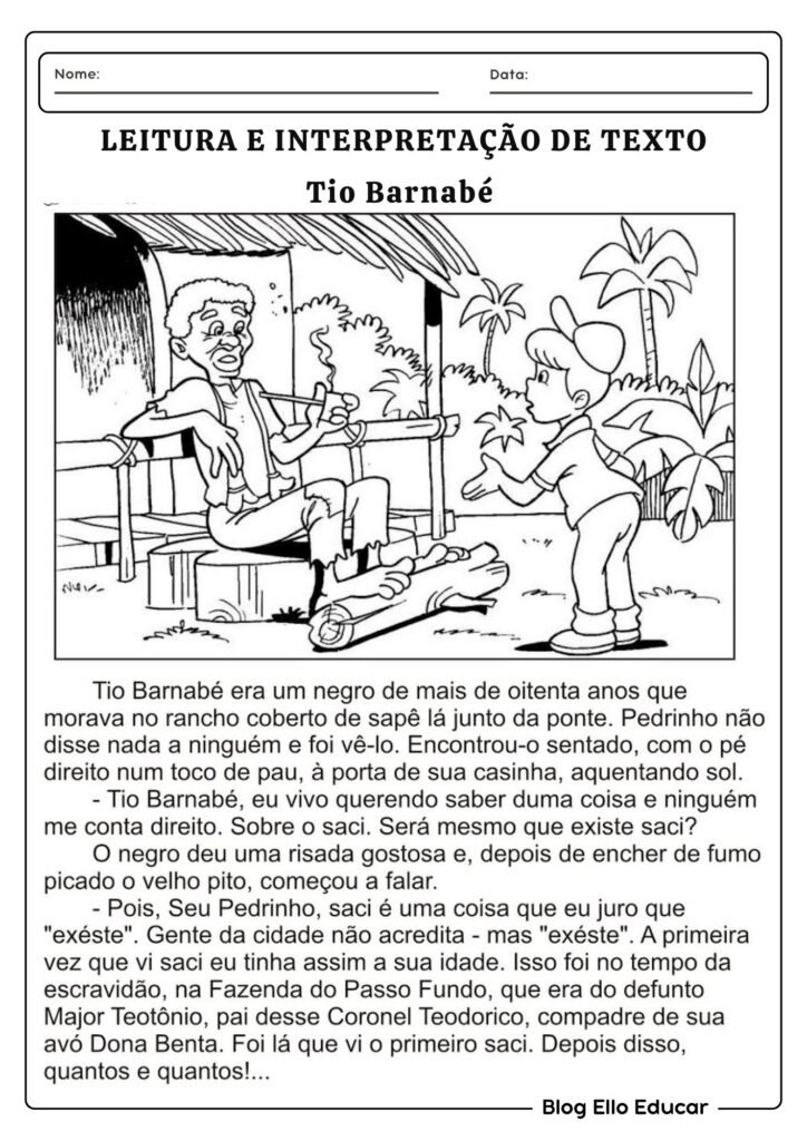 Atividades do Folclore 5° ano - Lenda do Curupira