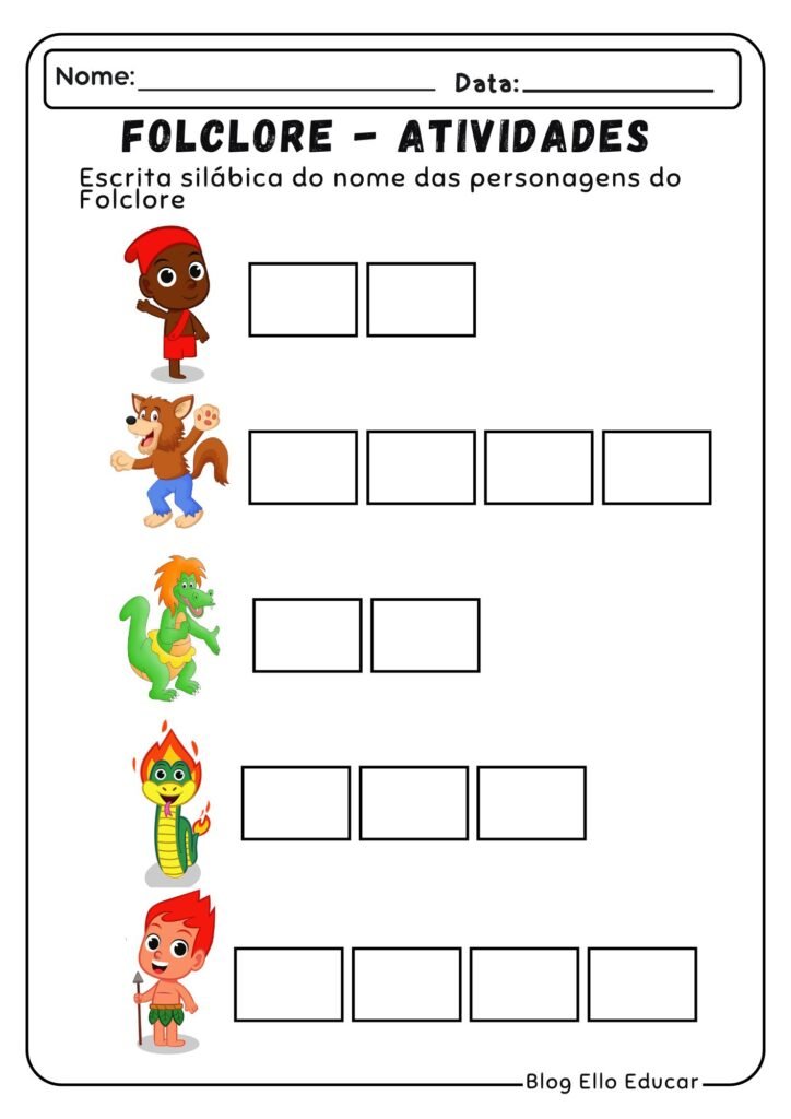 Atividades do Folclore para alfabetização