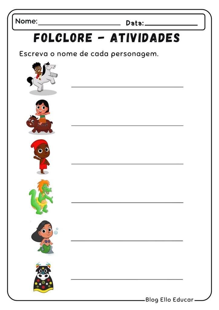 Atividades do Folclore para Alfabetização