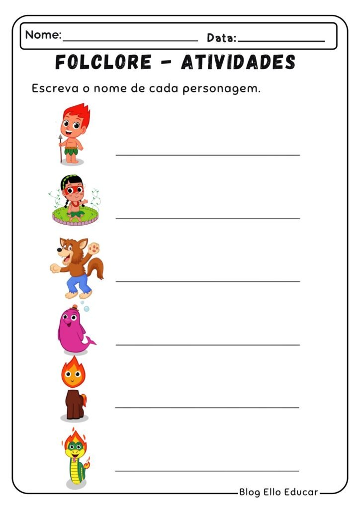Atividades do Folclore para Alfabetização